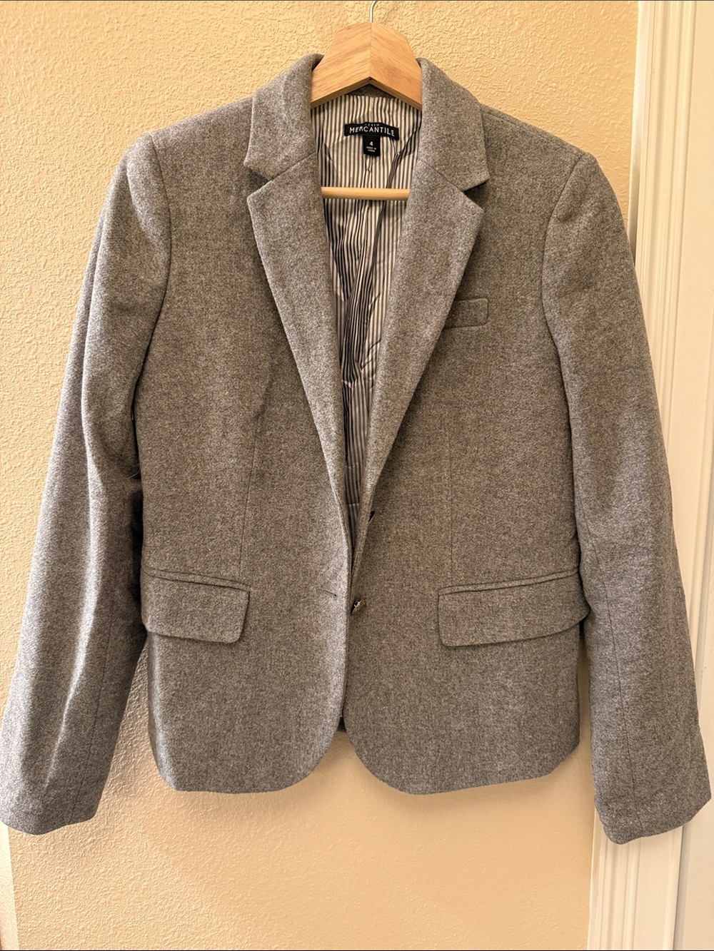 J. Crew Heather Gray Tailored Wool-Blend Blazer